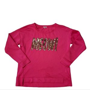 Juicy Couture Meow Sequined Pink Pullover Top Womens size XL
